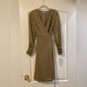 NWT Antonio Melani: Glitz & Glamour silk gold wrap dress, 0
